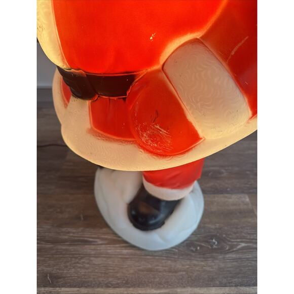 Blow Mold General Foam 41” Waving Santa w/ Red Gloves Christmas Made in USA - Picture 6 of 13